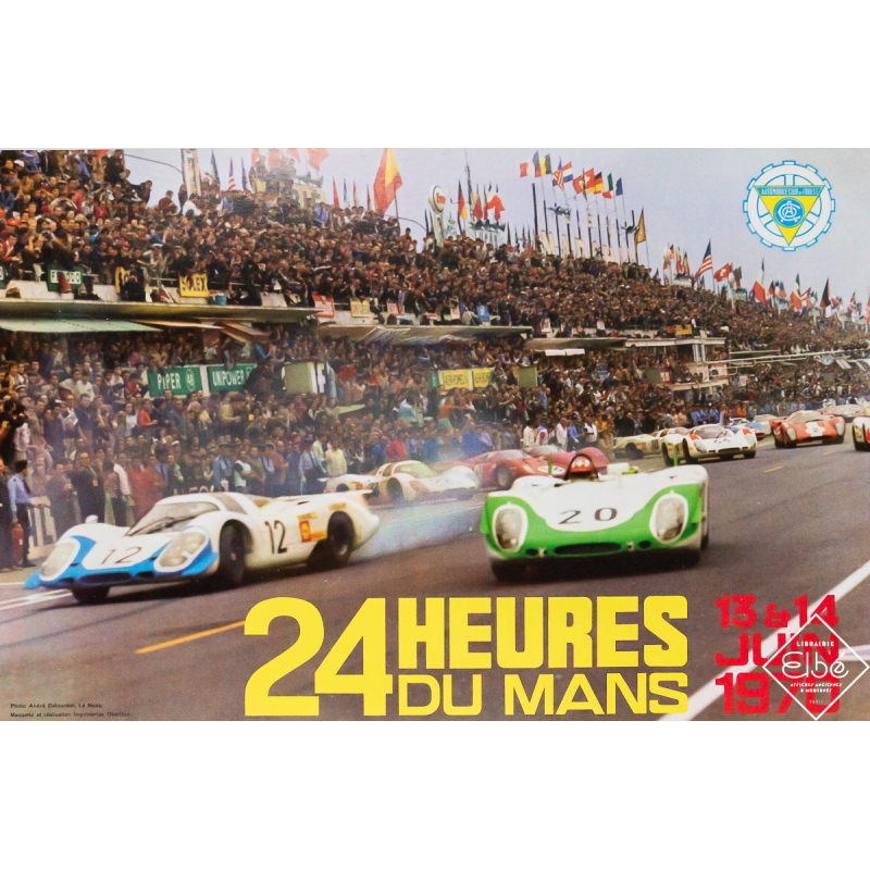 Original vintage poster 24 heures du Mans 1970 - André Delourmel - 15.75 by 23.62 inches