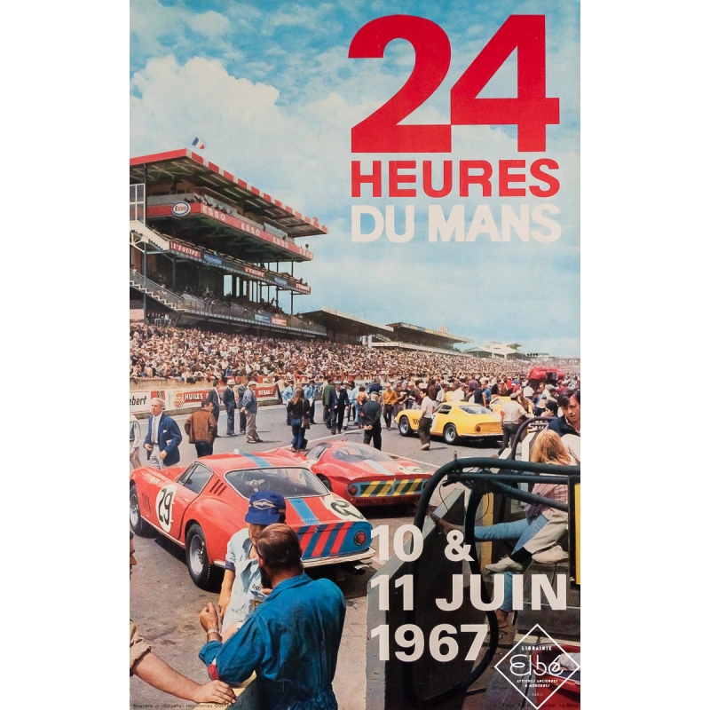 Original vintage poster 24 heures du Mans 1967 - André Delourmel - 22.64 by 14.57 inches