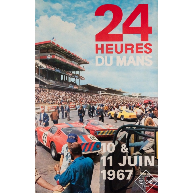 Original vintage poster 24 heures du Mans 1967 - André Delourmel - 22.64 by 14.57 inches
