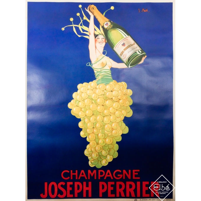 Affiche ancienne originale de publicité - Champagne Joseph Perrier - J. Stall - Circa 1930 - 158 par 119 cm