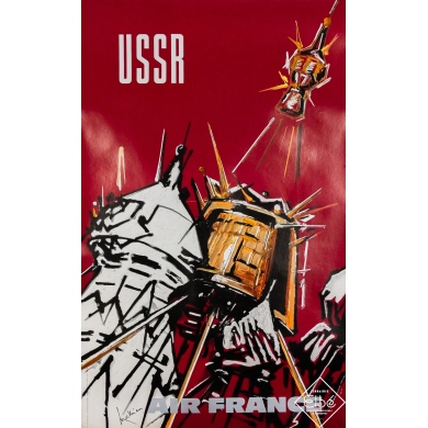Original vintage travel poster Air France USSR - URSS - Georges Mathieu - 39.17 by 24.02 inches