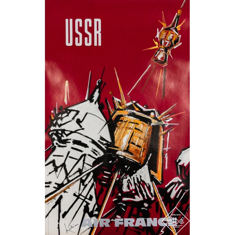 Original vintage travel poster Air France USSR - URSS - Georges Mathieu - 39.17 by 24.02 inches