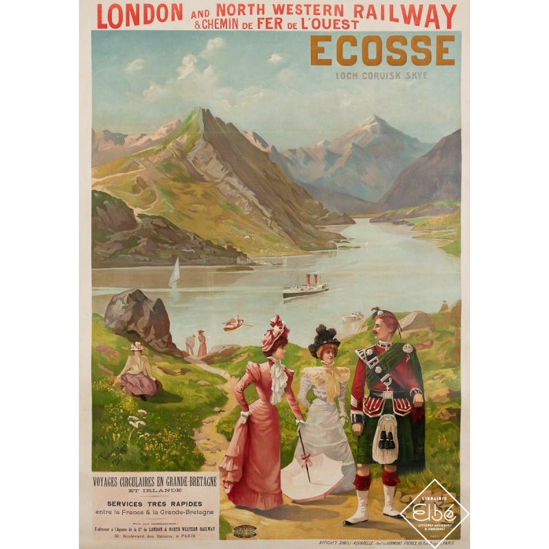 Original vintage travel poster Scotland - Tanconville - Circa 1895 - 41.34 by 29.53 inches