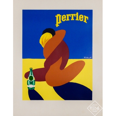Original vintage advertising poster Perrier - Villemot - Circa 1980 - 25.39 by 19.69 inches