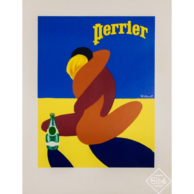 Affiche ancienne originale de publicité - Perrier - Villemot - Circa 1980 - 64.5 par 50 cm