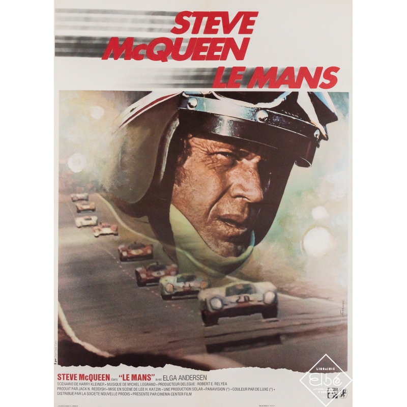 Original vintage movie poster Le Mans - Steve McQueen - Ferracci - 31.3 by 22.83 inches