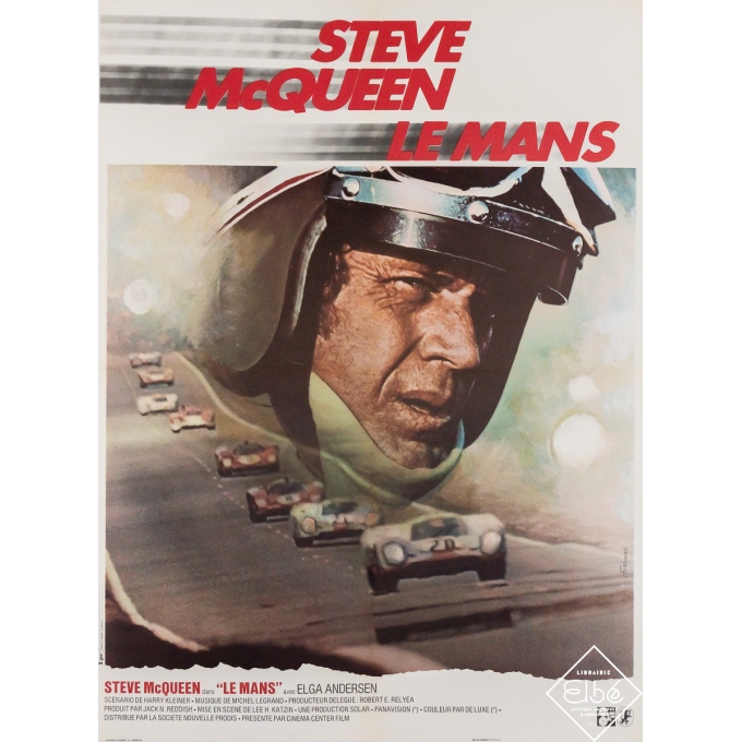 Affiche ancienne originale de cinéma - Le Mans - Steve McQueen - Ferracci - 79.5 par 58 cm