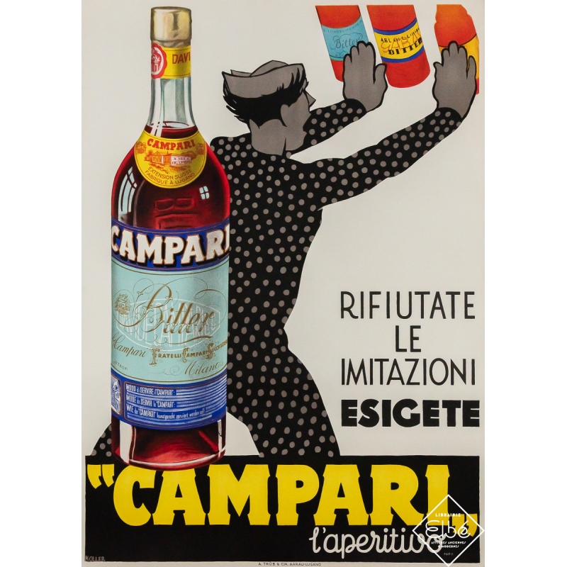 Affiche ancienne originale de publicité - Campari l’aperitivo - Koller - 128 par 91 cm