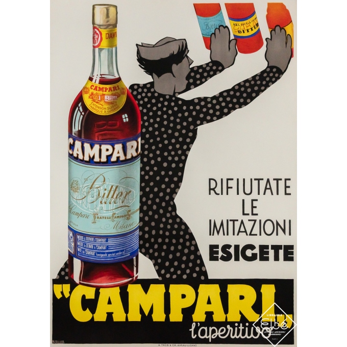 Original vintage advertising poster Campari l’aperitivo - Koller - 50.39 by 35.83 inches