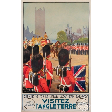 Original vintage travel poster Visit England - Maurice Toussaint - 38.58 by 23.82 inches