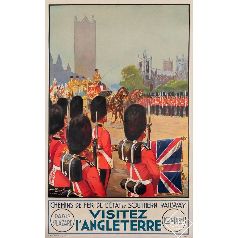 Original vintage travel poster Visit England - Maurice Toussaint - 38.58 by 23.82 inches