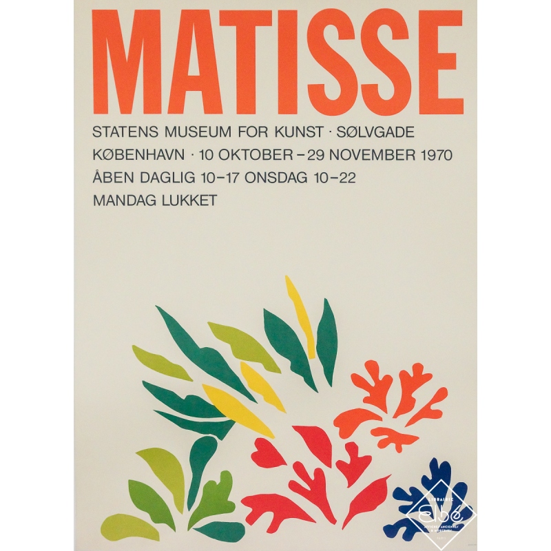 Vintage exhibition poster after Henri Matisse Matisse - Copenhague - Henri Matisse - 33.27 by 24.41 inches