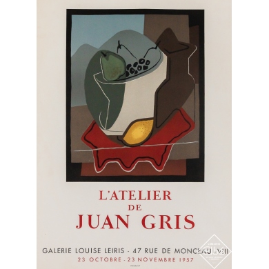 Affiche ancienne originale d'exposition d'après Juan Gris - L’atelier de Juan Gris - Juan Gris - 65 par 47 cm