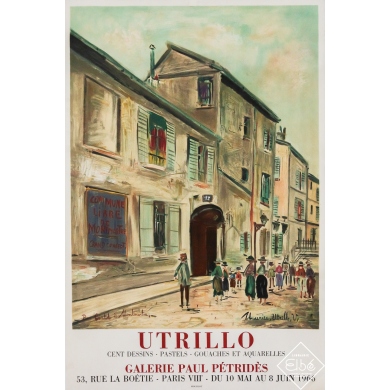 Vintage exhibition poster after Maurice Utrillo Utrillo - Galerie Paul Pétridès - Maurice Utrillo - 30.31 by 20.08 inches