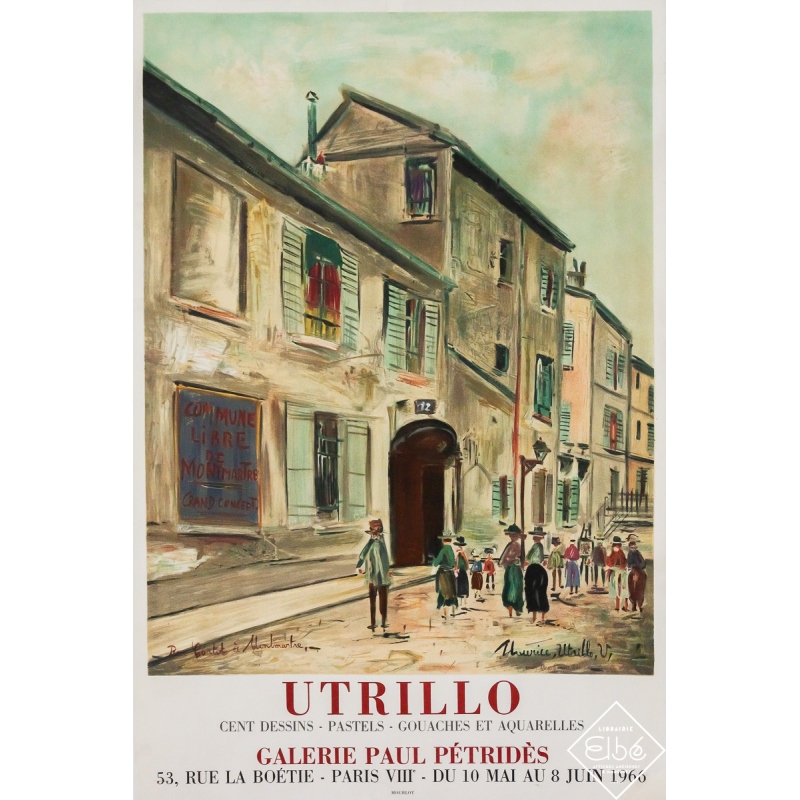 Vintage exhibition poster after Maurice Utrillo Utrillo - Galerie Paul Pétridès - Maurice Utrillo - 30.31 by 20.08 inches