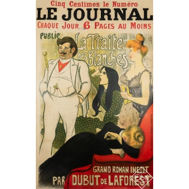 Affiche ancienne originale de publicité - La Traite des Blanches - Théophile-Alexandre Steinlen - 189 par 119 cm