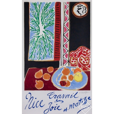Vintage exhibition poster after Henri Matisse Nice - Travail et joie - vélin signée - Henri Matisse - 39.37 by 24.61 inches
