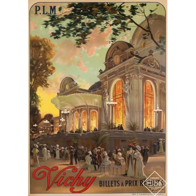Affiche ancienne originale de voyage - Vichy - PLM - Louis Tauzin - Circa 1900 - 105.5 par 75 cm