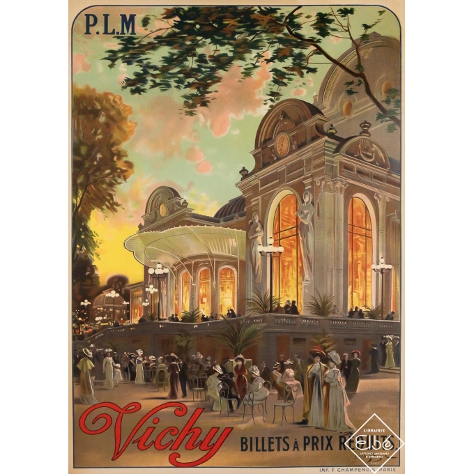 Original vintage travel poster Vichy - PLM - Louis Tauzin - Circa 1900 - 41.54 by 29.53 inches