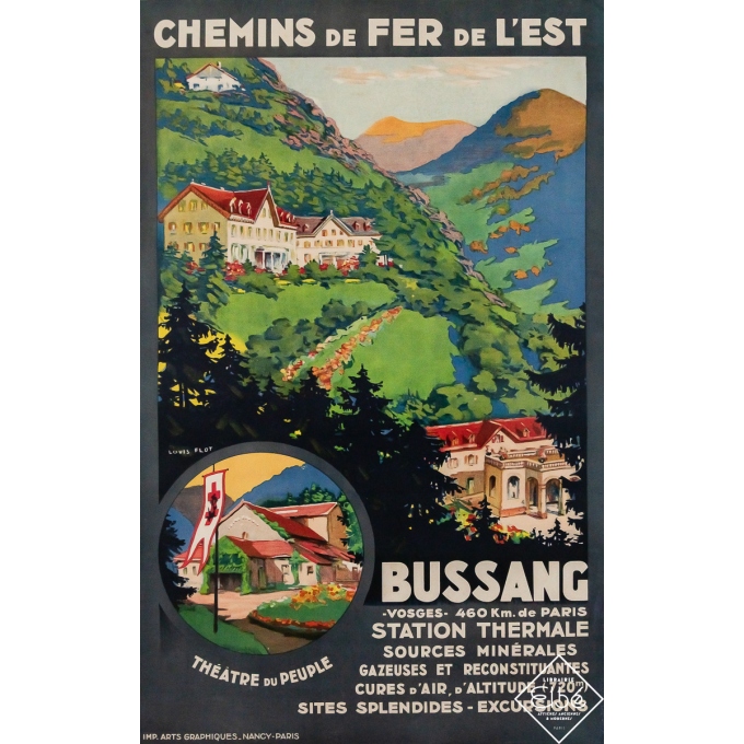 Affiche ancienne originale de voyage - Bussang - Vosges - Chemins de fer de l’est - Louis Flot - Circa 1925 - 98 par 61.5 cm