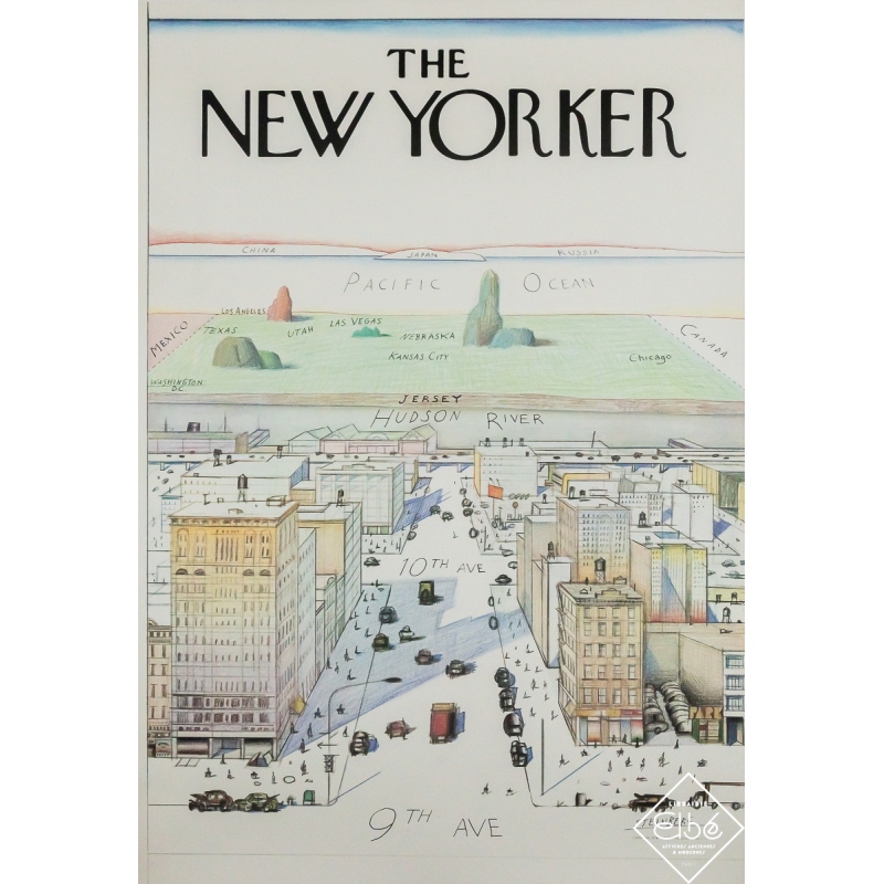 Affiche ancienne originale de publicité - The New Yorker - Steinberg - 107.5 par 74 cm