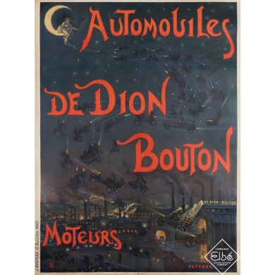Affiche ancienne originale de publicité - Automobiles De Dion Bouton - H & B - Circa 1910 - 97 par 72 cm