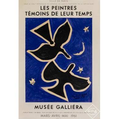 Affiche ancienne originale d'après Georges Braque - Les peintres témoins de leur temps - 75.5 par 52 cm