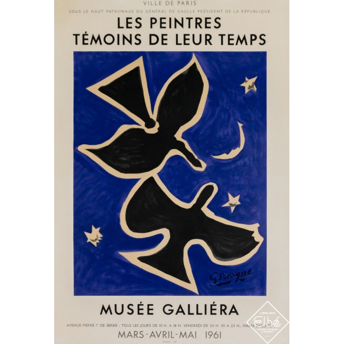 Affiche ancienne originale d'après Georges Braque - Les peintres témoins de leur temps - 75.5 par 52 cm