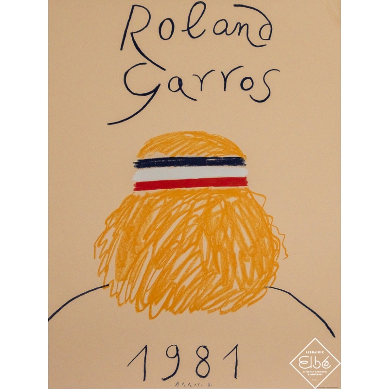 Affiche ancienne originale - Roland Garros 1981 - Arroyo - 75.5 par 57 cm