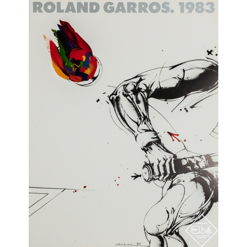 Original vintage poster Roland Garros 1983 - Velickovic - 29.53 by 22.44 inches