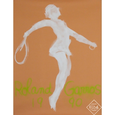 Affiche ancienne originale - Roland Garros 90 - Garache - 75 par 57 cm