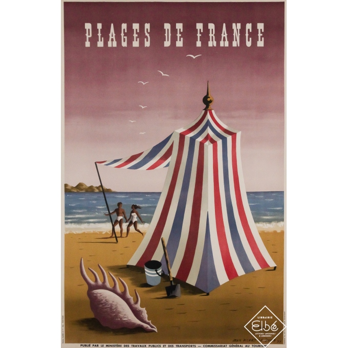 Original vintage travel poster Plages de France - Jean Picart Le Doux - 39.17 by 25.79 inches