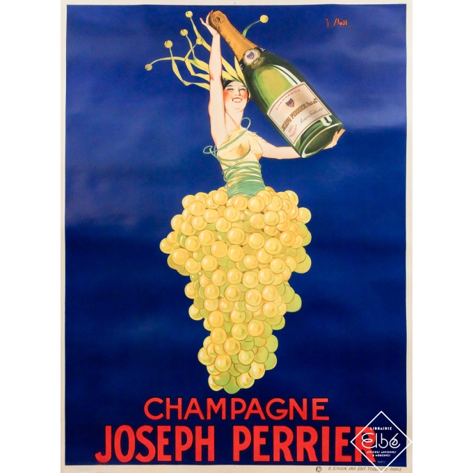Original vintage advertising poster Champagne Perrier - J. Stall - Circa 1930 - 62.6 by 46.85 inches
