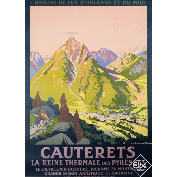 Original vintage travel poster Cauterets - Julien Lacaze - Circa 1920 - 40.75 by 29.33 inches