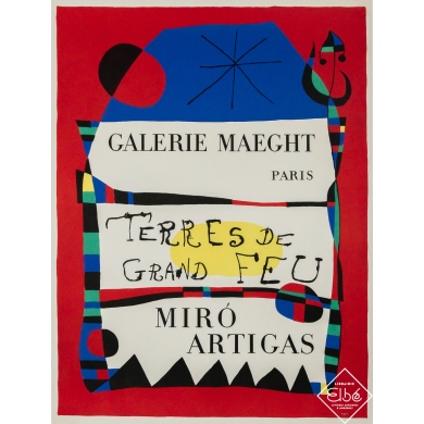 Vintage exhibition poster after Miró - Artigas Terres de grand feu - Circa 1960 - 28.35 by 21.06 inches