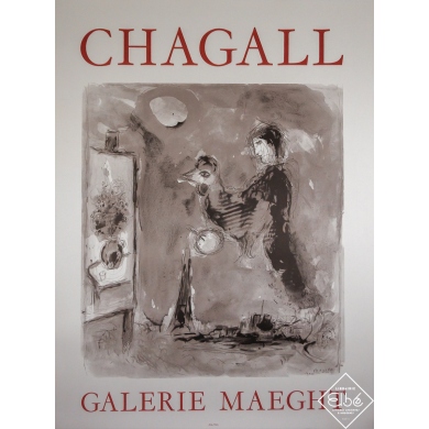 Affiche ancienne originale d'après Marc Chagall - Chagall - Galerie Maeght - Marc Chagall - Circa 1960 - 160 par 121 cm
