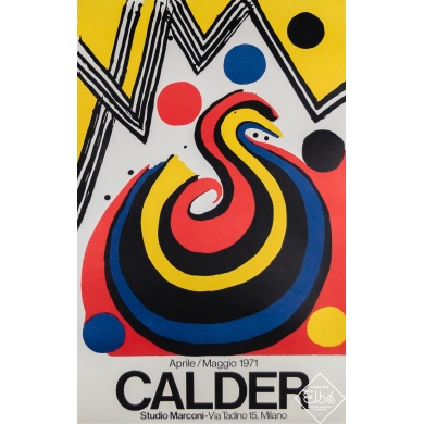 Affiche ancienne originale d'exposition d'après Calder - Calder - Studio Marconi, Milan - Calder - 90 par 57.5 cm