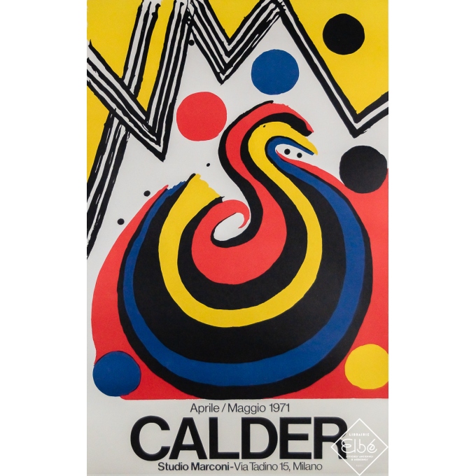Affiche ancienne originale d'exposition d'après Calder - Calder - Studio Marconi, Milan - Calder - 90 par 57.5 cm