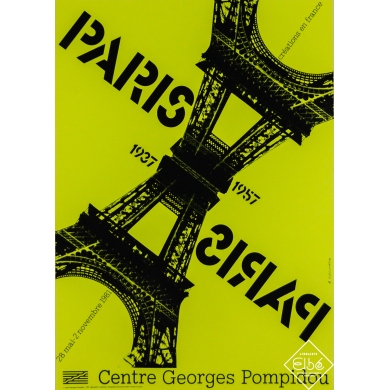 Affiche ancienne d'exposition d'après R. Cieslewicz - Paris 1937-1957 - Centre Georges Pompidou - R. Cieslewicz - 70.5 par 50 cm
