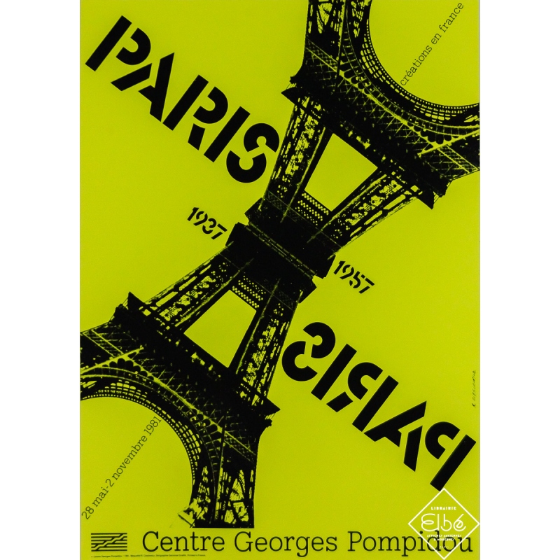 Vintage exhibition poster after R. Cieslewicz Paris 1937-1957 - Centre Georges Pompidou - R. Cieslewicz - 27.76 by 19.69 inches