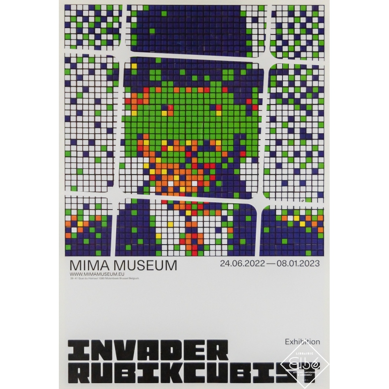 Vintage exhibition poster after Invader Invader Rubikcubist - Mima Museum Bruxelles - Invader - 23.62 by 15.94 inches