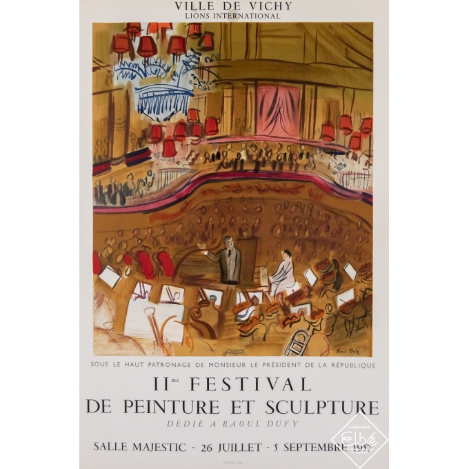 Affiche ancienne originale d'exposition d'après Raoul Dufy - IIe Festival de peinture et sculpture - Raoul Dufy - 75 par 50 cm