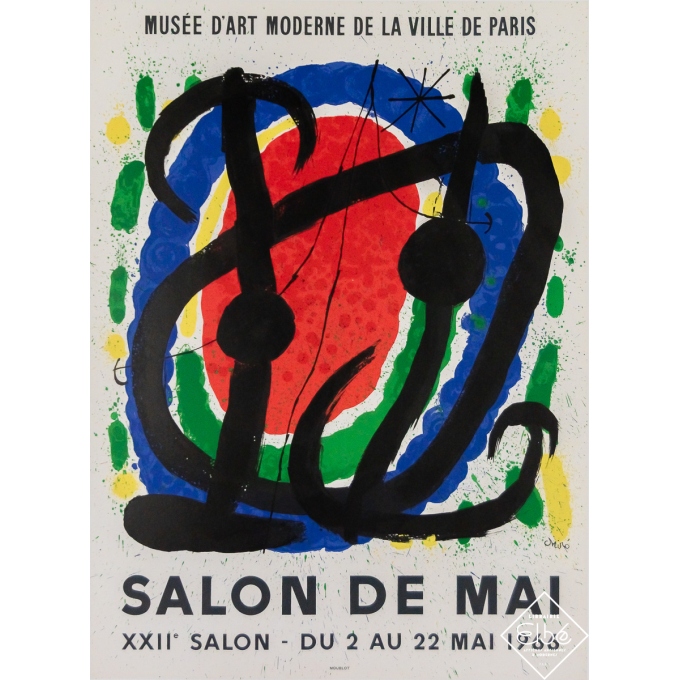 Affiche ancienne originale d'exposition d'après Miro - Salon de Mai - Musée d’art moderne de Paris - Miro - 68 par 50 cm