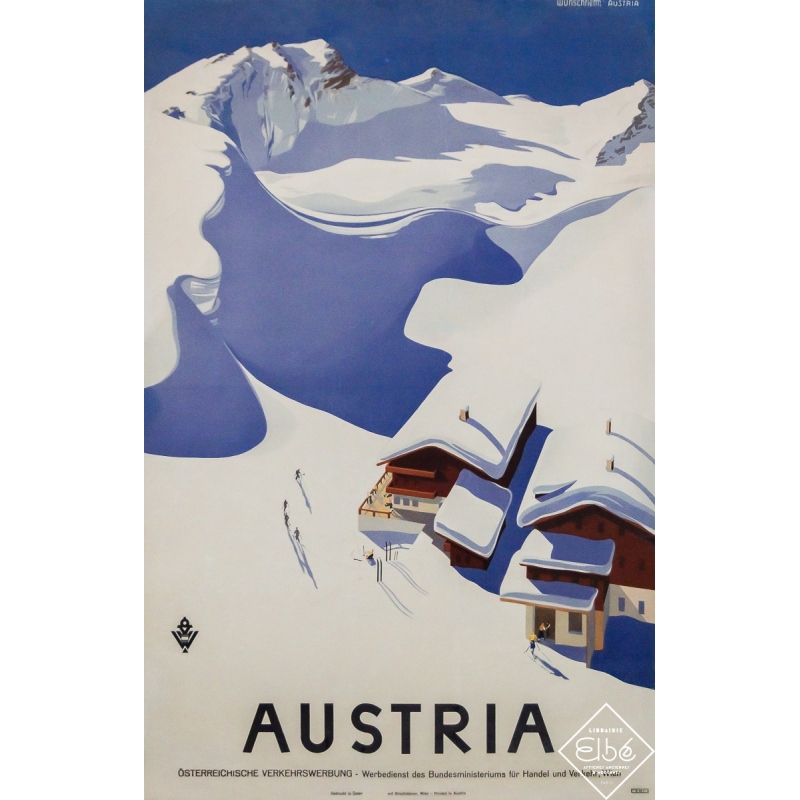 Original vintage travel poster Austria - Autriche - Circa 1930 - 36.81 by 23.62 inches