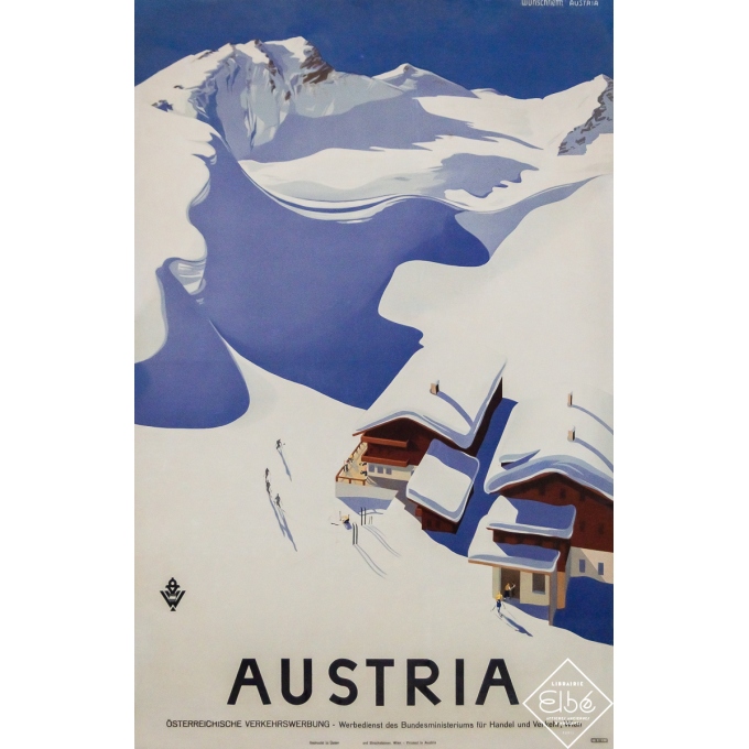 Original vintage travel poster Austria - Autriche - Circa 1930 - 36.81 by 23.62 inches