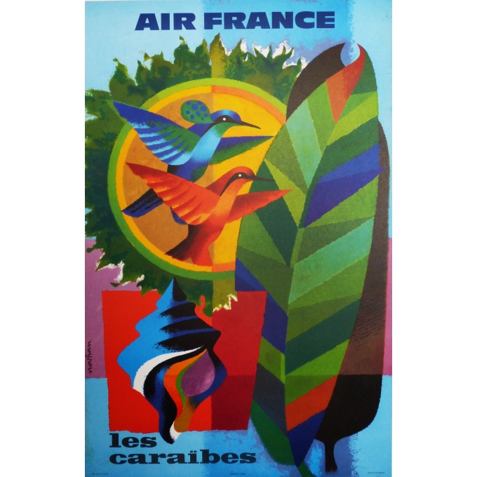Affiche AIR FRANCE les CaraÏbes 60 x 80 cm illustration de Nathan