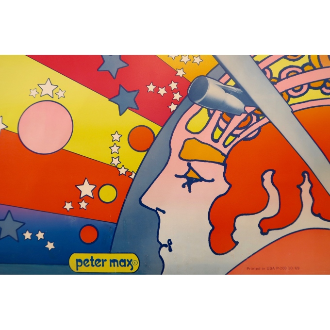 Affiche ancienne de voyage - Peter Max - Panam 747 - 1969 - 2