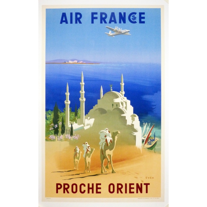AIR FRANCE Middle East 1950 original franch poster  23.6 x 31.5 Inch.