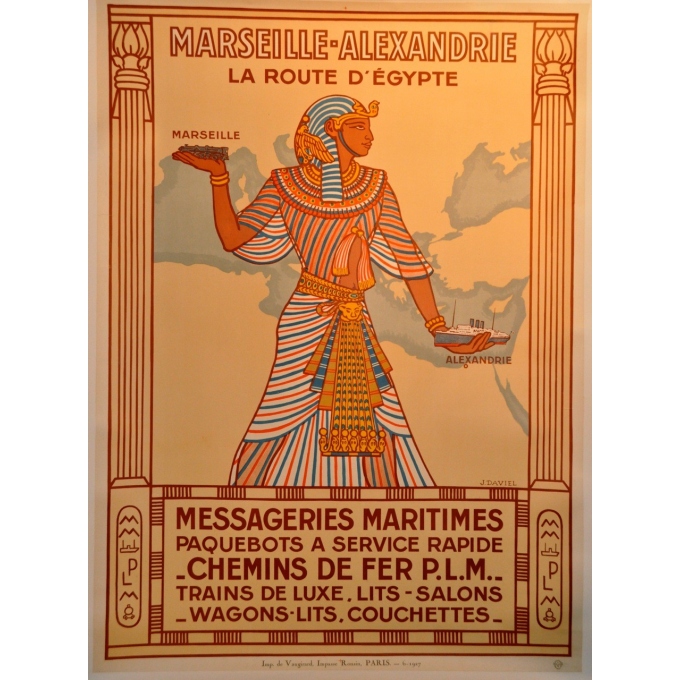 Affiche Marseille Alexandrie la route d'Egypte messagerie maritime Affiche Marseille Alexandrie la route d'Egypte messagerie maritime