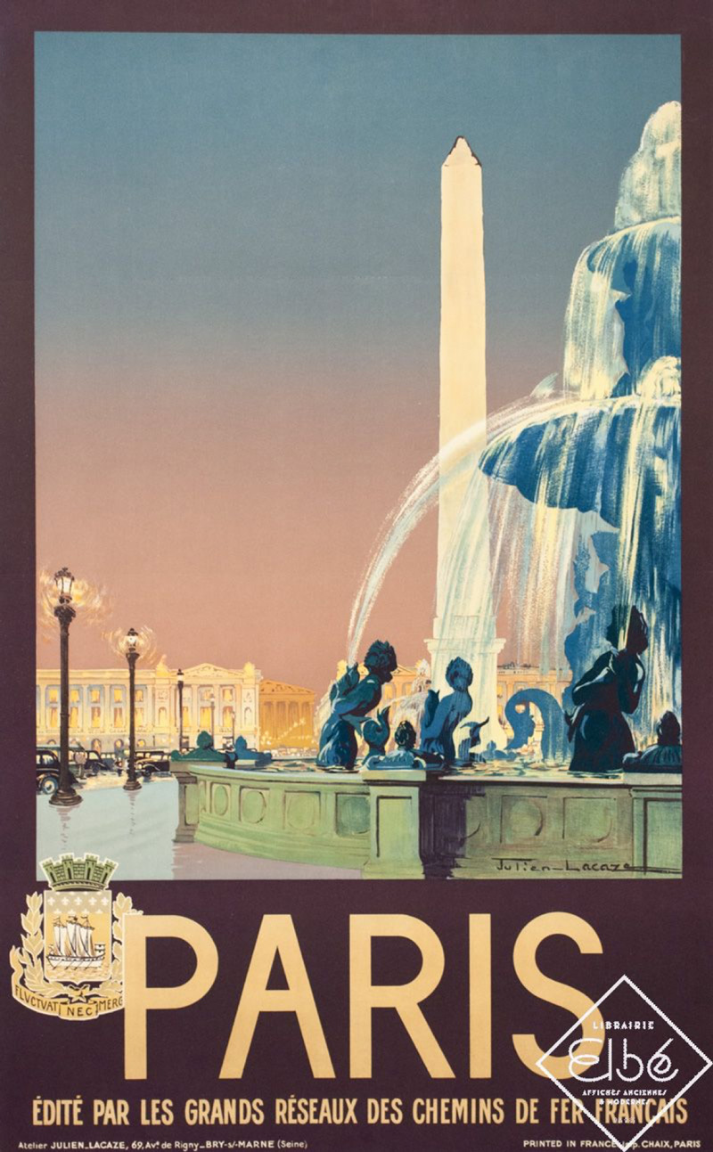 Vintage poster Paris, La Concorde 1930 Julien Lacaze